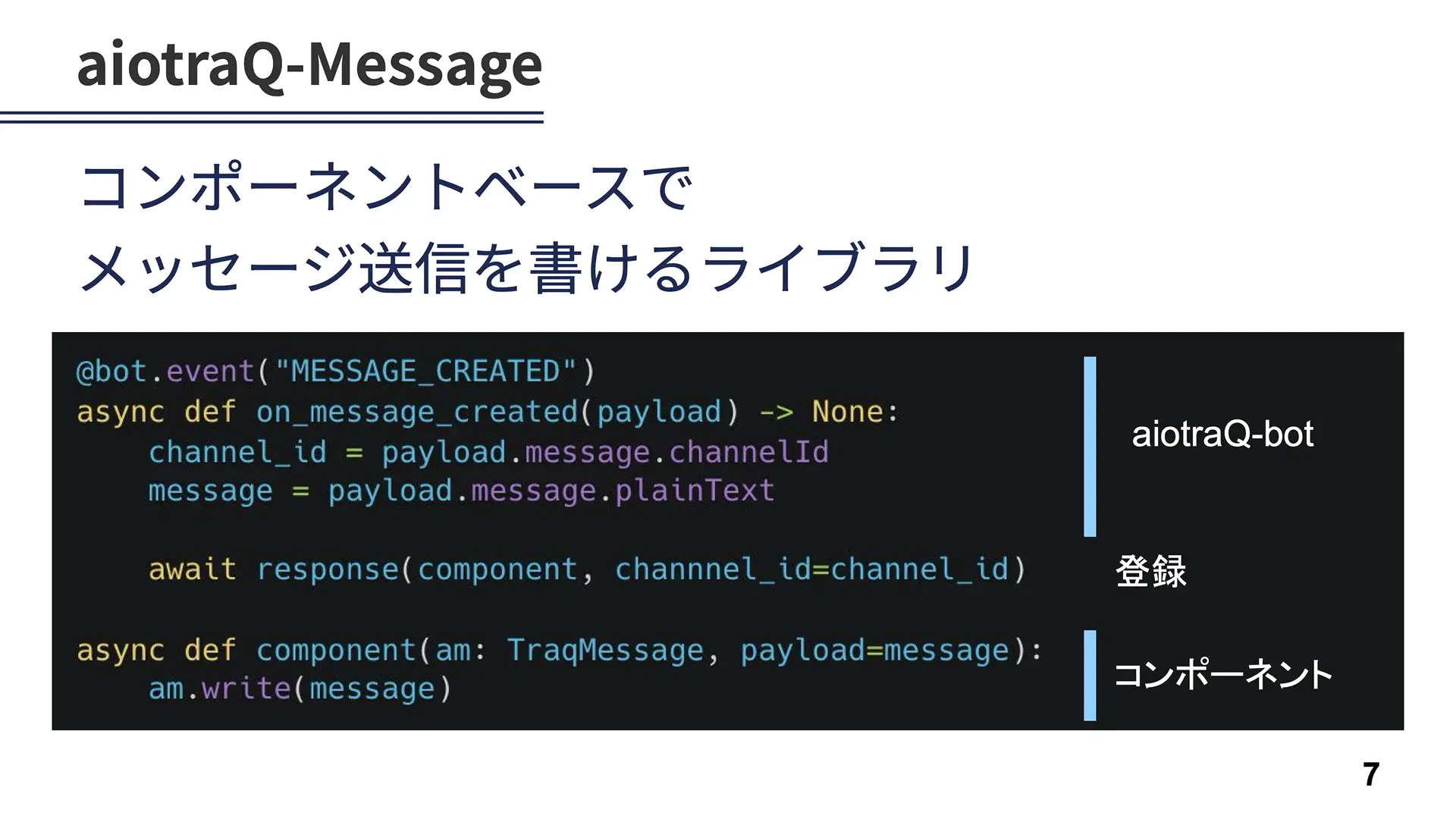 AiotraQを用いたtraQ Botの例